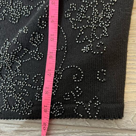 Michael Simon floral beaded cardigan sweater black sz L - Picture 3 of 5